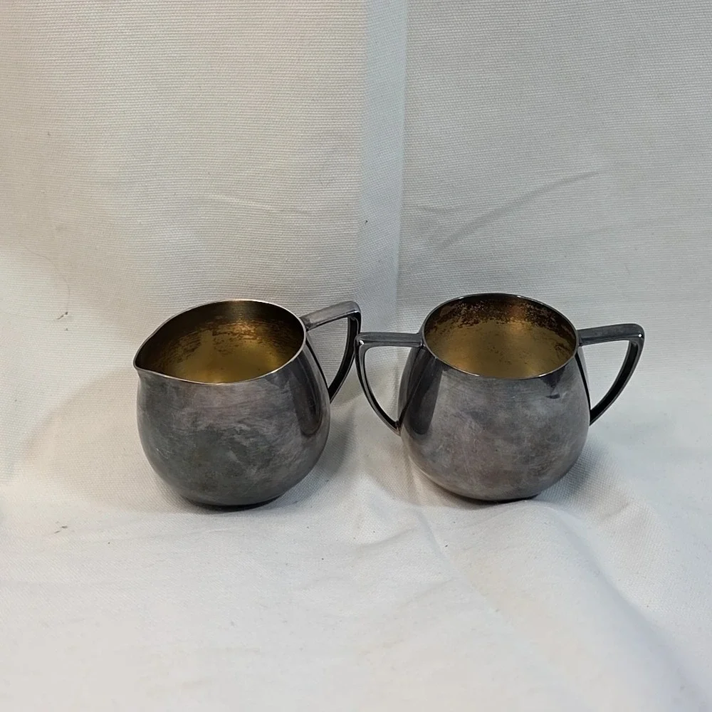 Empire Crafts Creamer And Sugar Bowl-4X SILVER PLATE-Pair